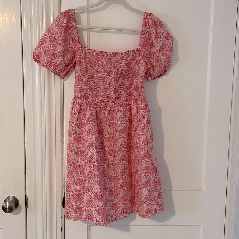 J. Crew puff-sleeve smocked mini dress in dandelion swirl